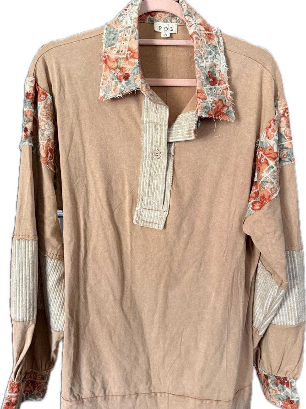 POL Cream Crochet Knit Tunic Sleeve